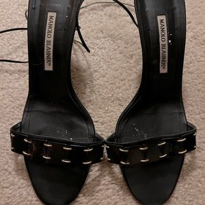 Manolo Blahnik lace up strappy sandals.